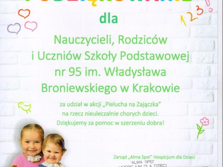 „Pielucha na Zajączka”– pomagamy podopiecznym „Alma Spei”.