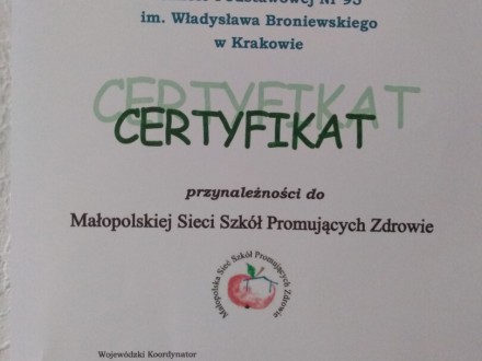 Certyfikat Szkoły Promującej Zdrowie