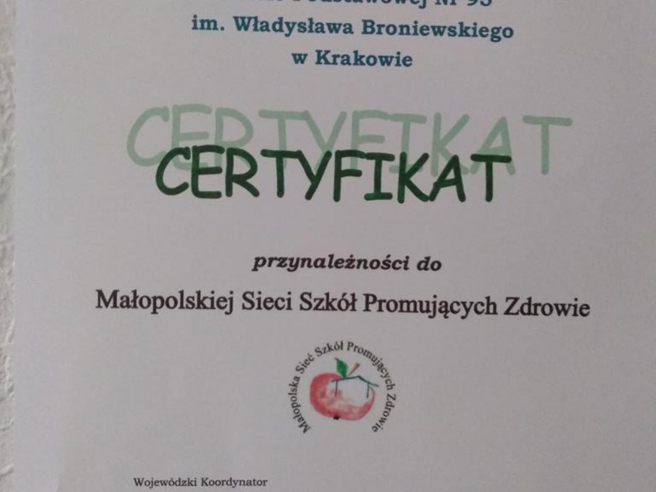 Certyfikat Szkoły Promującej Zdrowie