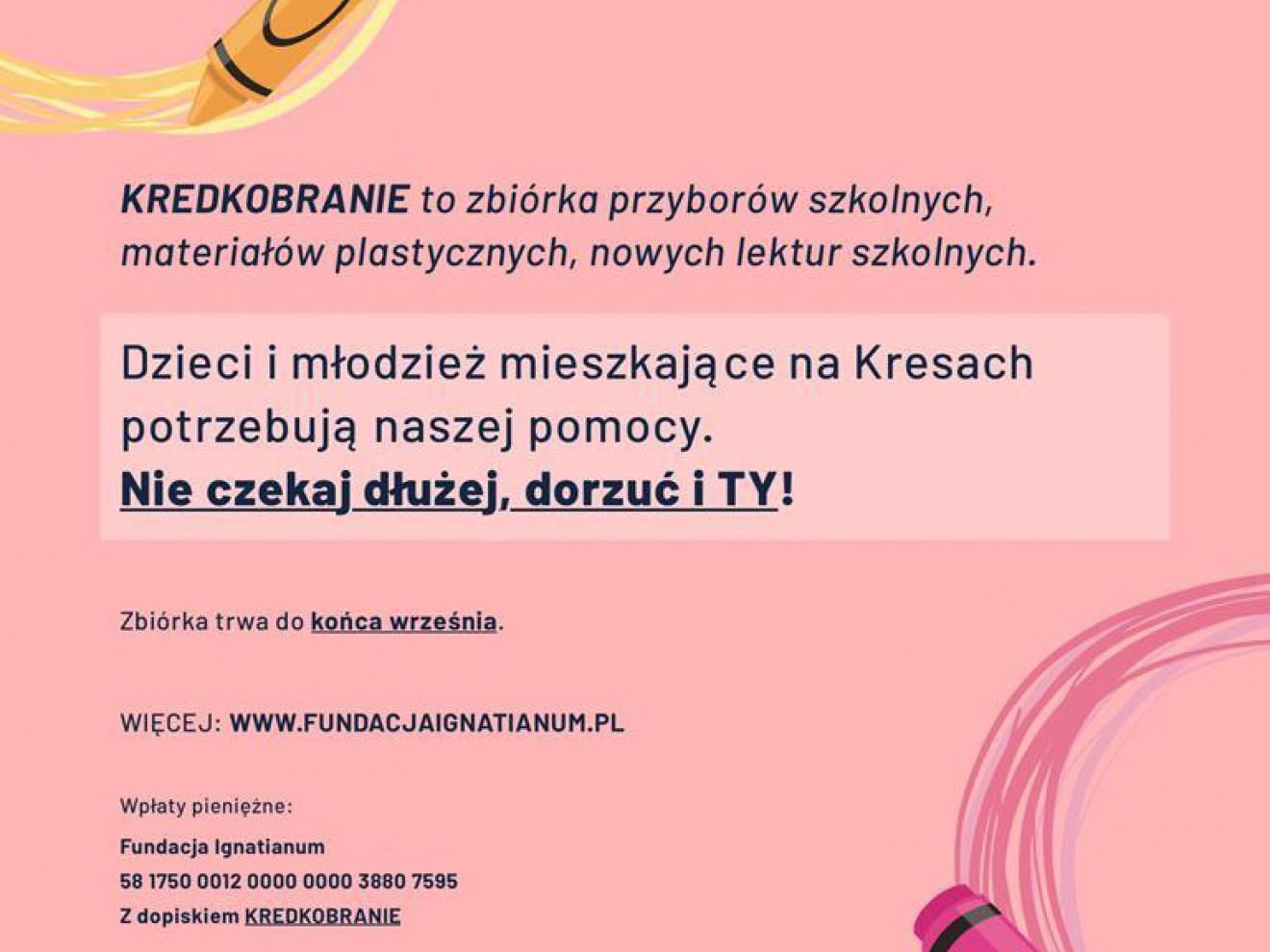 Dzieci Dzieciom, czyli Akcja „Kredkobranie”