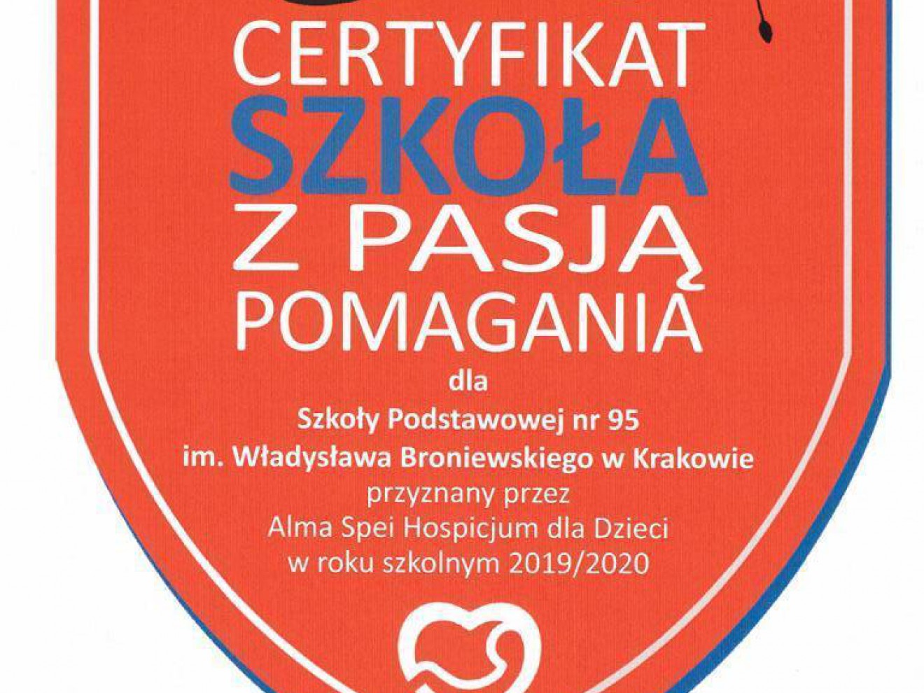 Szkoła z Certyfikatem Szkoły z Pasją Pomagania 2019/2020